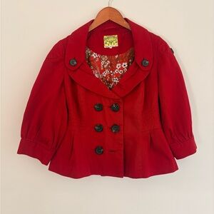 Floreat Cherry Red Peplum Blazer